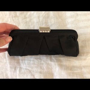 Black satin evening clutch